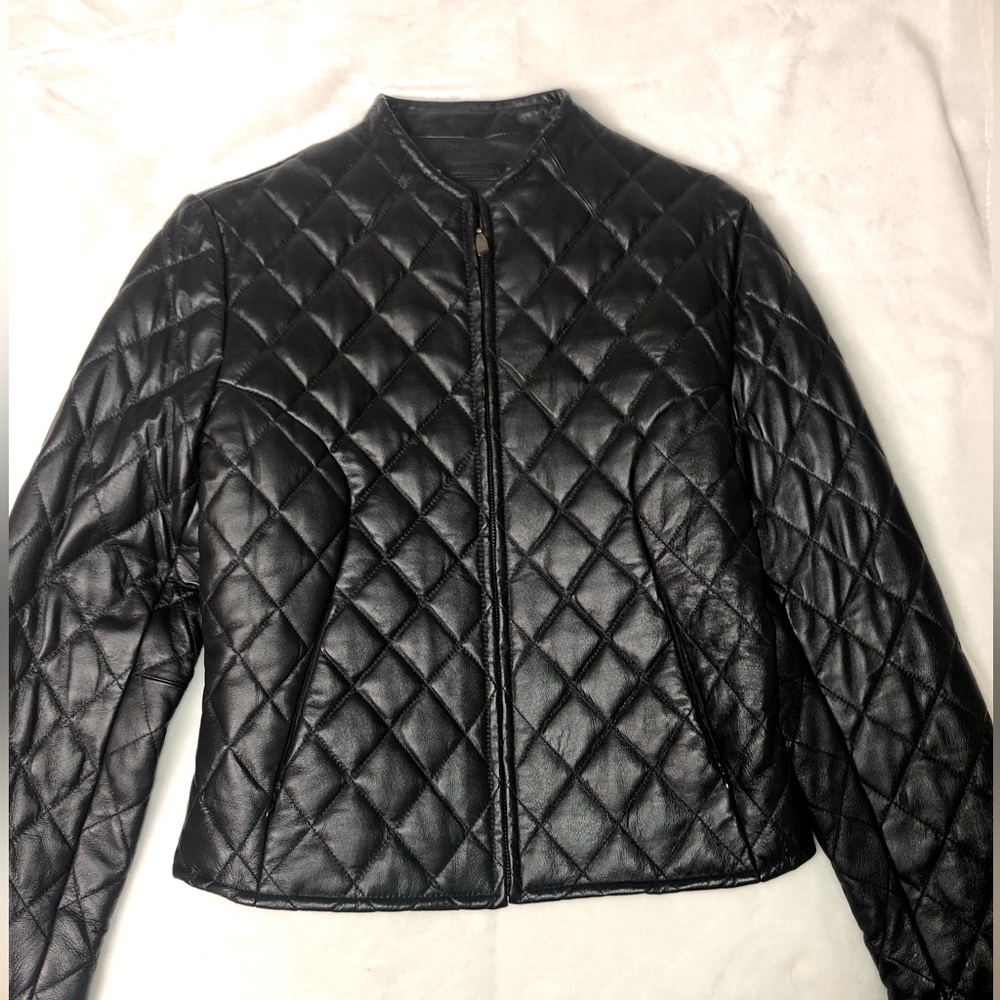 Womens black leather jacket